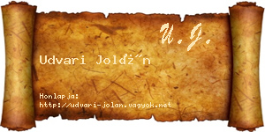 Udvari Jolán névjegykártya
